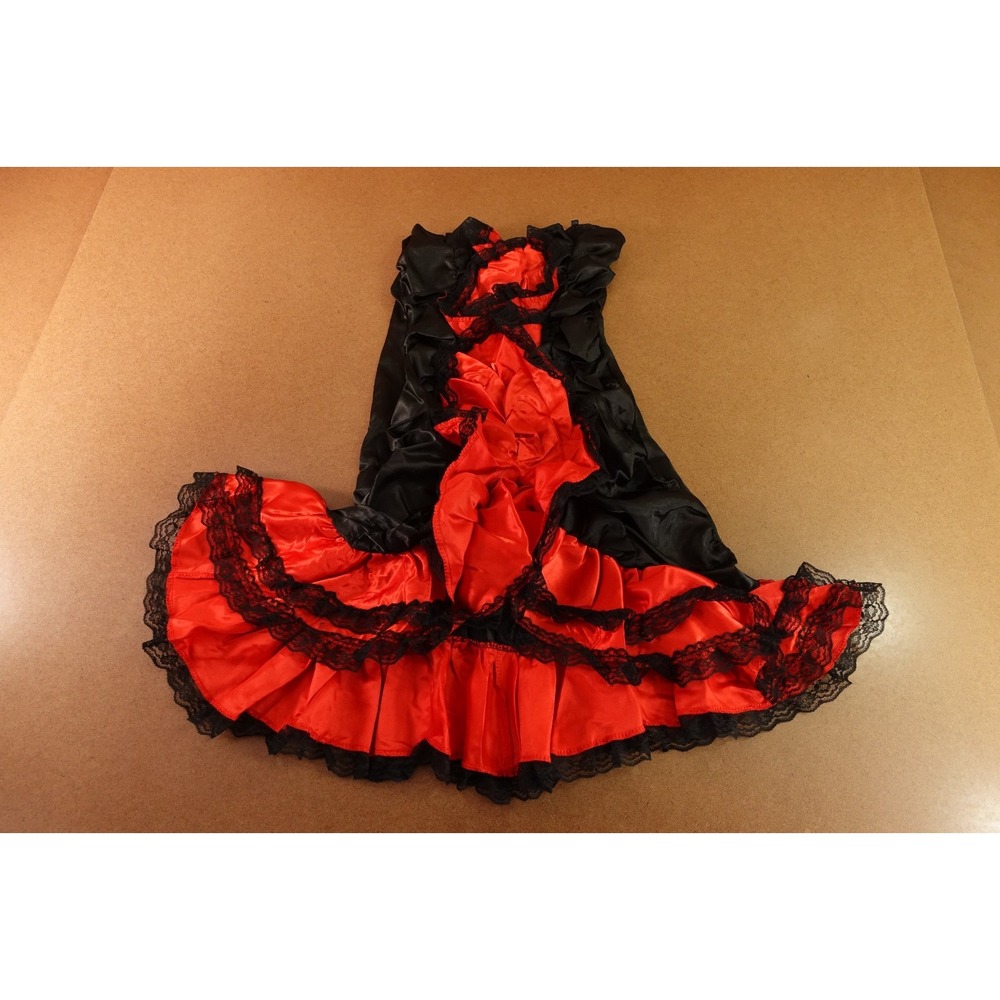 Womens Small (2-6) Black Red Strapless Sexy Flamenco Dancer Dress Costume New